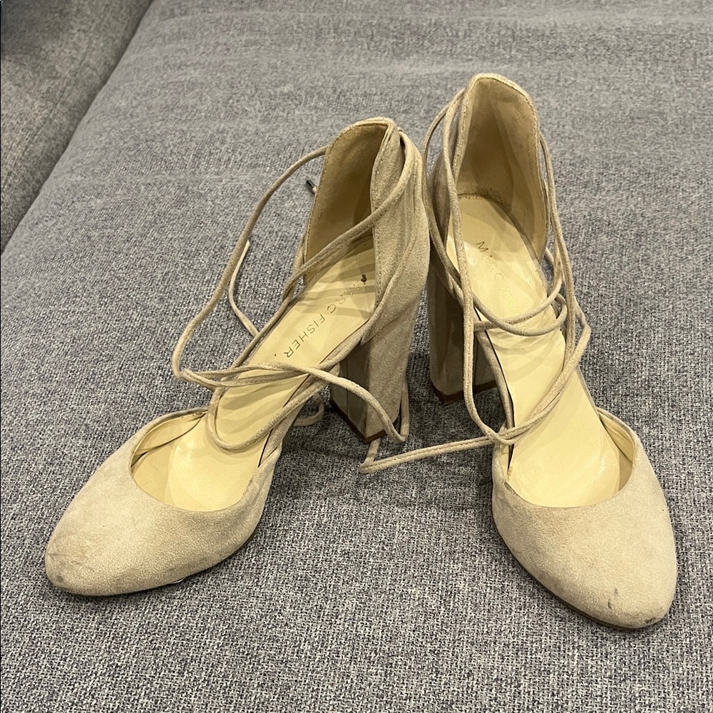Mark Fisher Suede Ankle Tie Heels